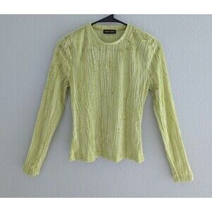 Stine Goya Maya Velvet Devore Top Women's Size XS Wave Lime Green Long Sleeve